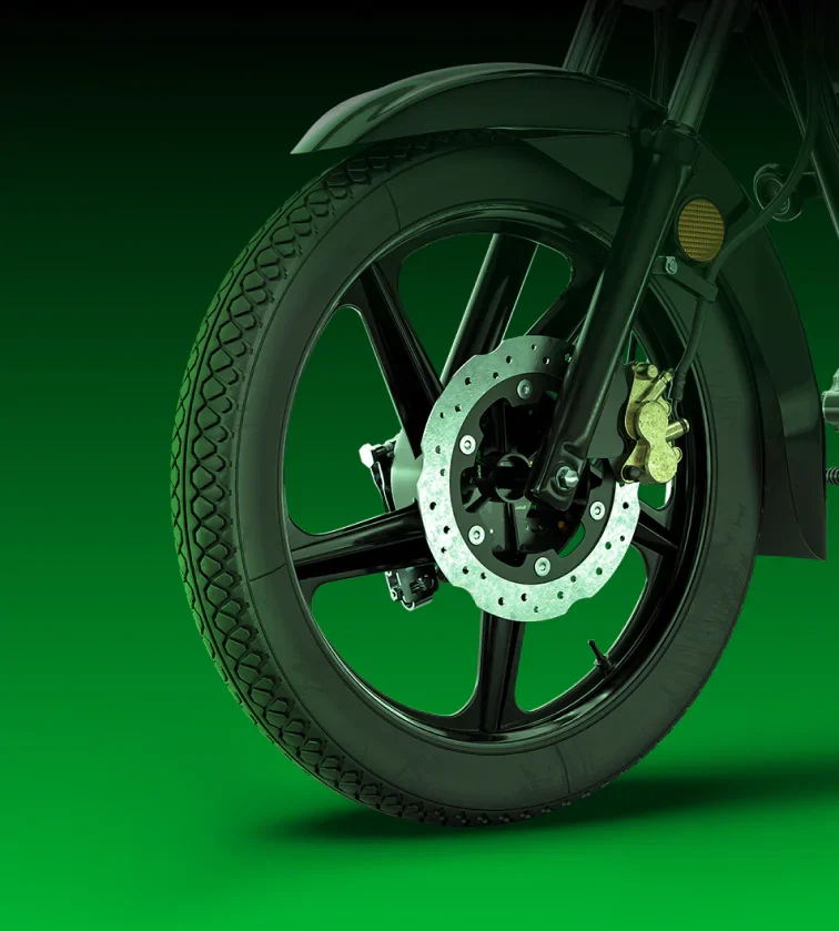 Roda dianteira da Mottu Sport ESD com freio a disco